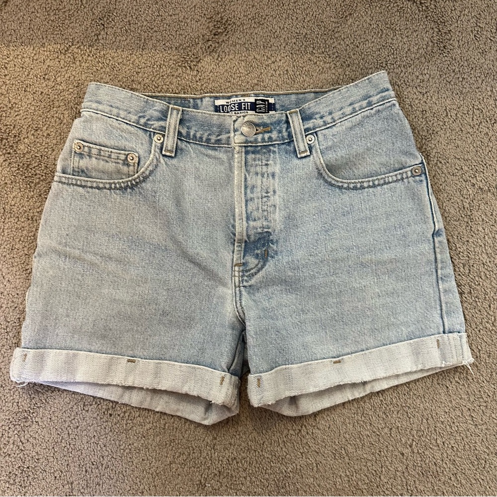 90’s Vintage GAP Light Blue Jean Shorts with Cuff Hem